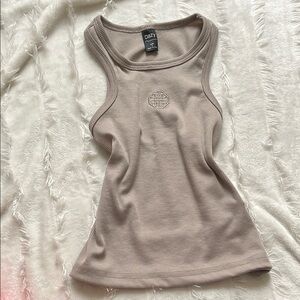 Dazy Beige Ribbed Tank Top